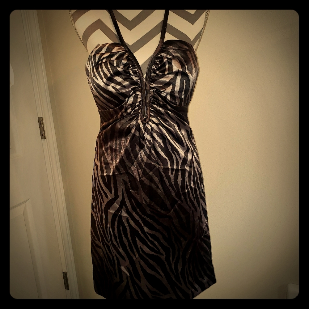 Blondie Nites Zebra Ruched Dress